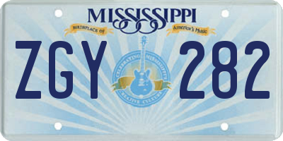 MS license plate ZGY282