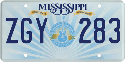 MS license plate ZGY283