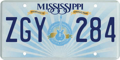 MS license plate ZGY284