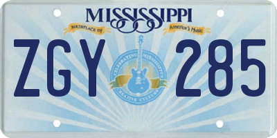 MS license plate ZGY285