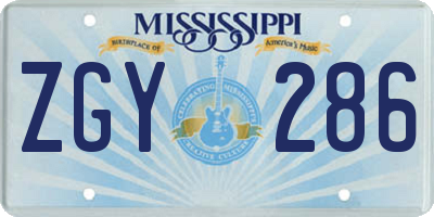 MS license plate ZGY286