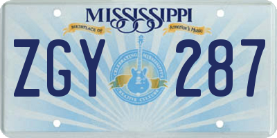 MS license plate ZGY287