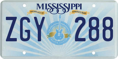 MS license plate ZGY288