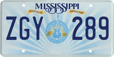 MS license plate ZGY289