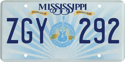MS license plate ZGY292