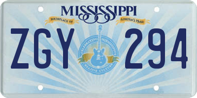 MS license plate ZGY294
