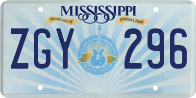 MS license plate ZGY296