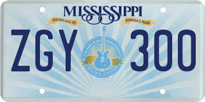 MS license plate ZGY300