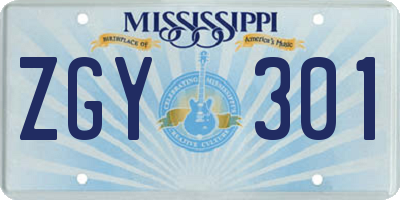 MS license plate ZGY301