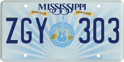 MS license plate ZGY303