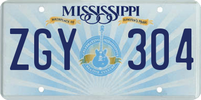 MS license plate ZGY304