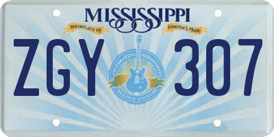 MS license plate ZGY307