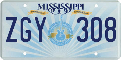 MS license plate ZGY308