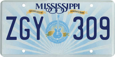 MS license plate ZGY309