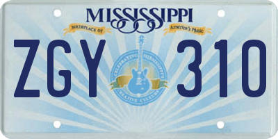 MS license plate ZGY310