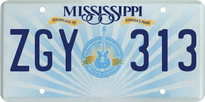 MS license plate ZGY313