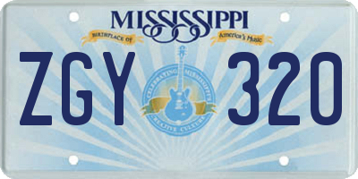 MS license plate ZGY320