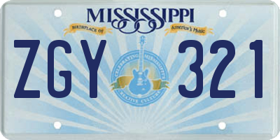 MS license plate ZGY321
