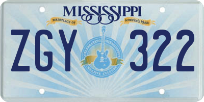 MS license plate ZGY322