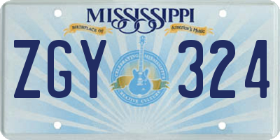 MS license plate ZGY324