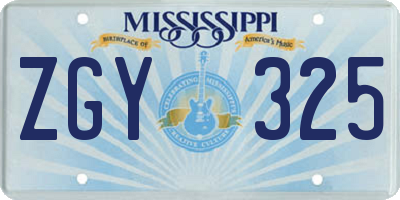 MS license plate ZGY325