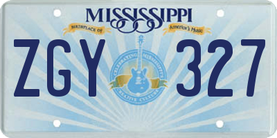 MS license plate ZGY327