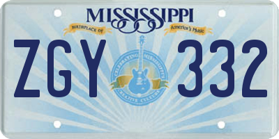 MS license plate ZGY332