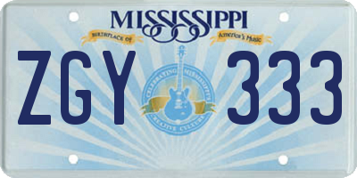 MS license plate ZGY333
