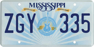 MS license plate ZGY335