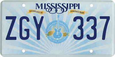 MS license plate ZGY337