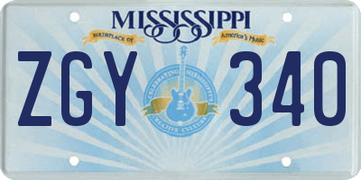 MS license plate ZGY340