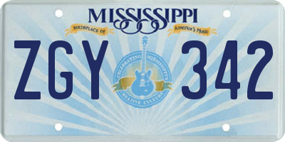 MS license plate ZGY342