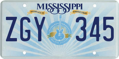 MS license plate ZGY345
