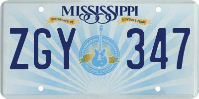 MS license plate ZGY347