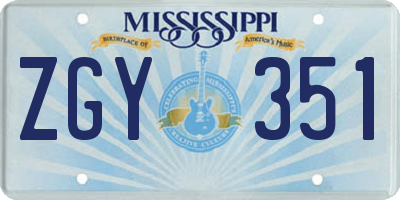 MS license plate ZGY351