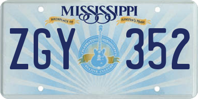 MS license plate ZGY352