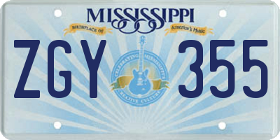 MS license plate ZGY355