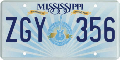 MS license plate ZGY356