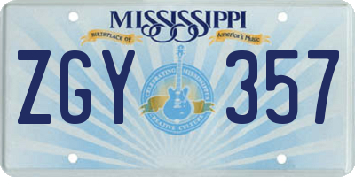 MS license plate ZGY357