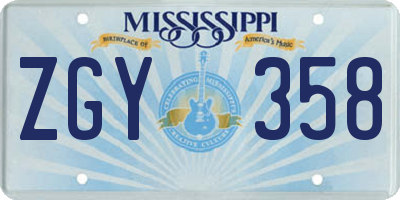 MS license plate ZGY358