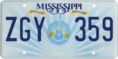 MS license plate ZGY359