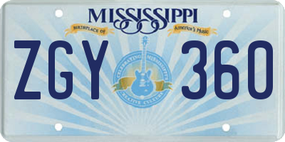 MS license plate ZGY360