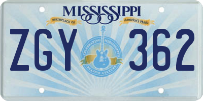 MS license plate ZGY362