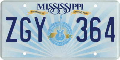 MS license plate ZGY364