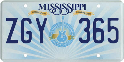 MS license plate ZGY365