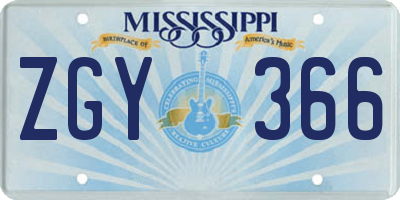 MS license plate ZGY366