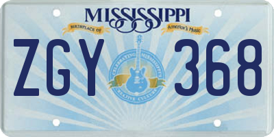 MS license plate ZGY368