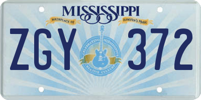 MS license plate ZGY372