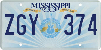 MS license plate ZGY374