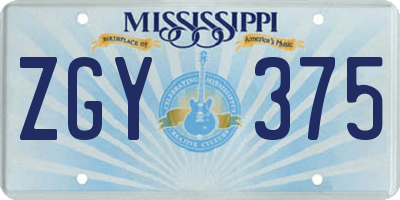 MS license plate ZGY375
